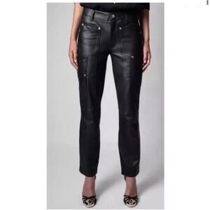 Zadig & Voltaire Black Leather Player Pants, Size M, NWT